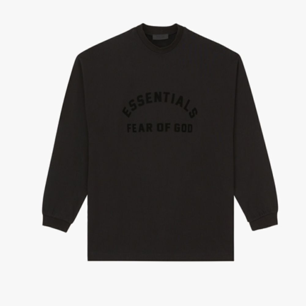 FEAR OF GOD ESSENTIALS Cotton Crewneck Long Sleeve Shirt Oversized Black - Picture 4 of 4
